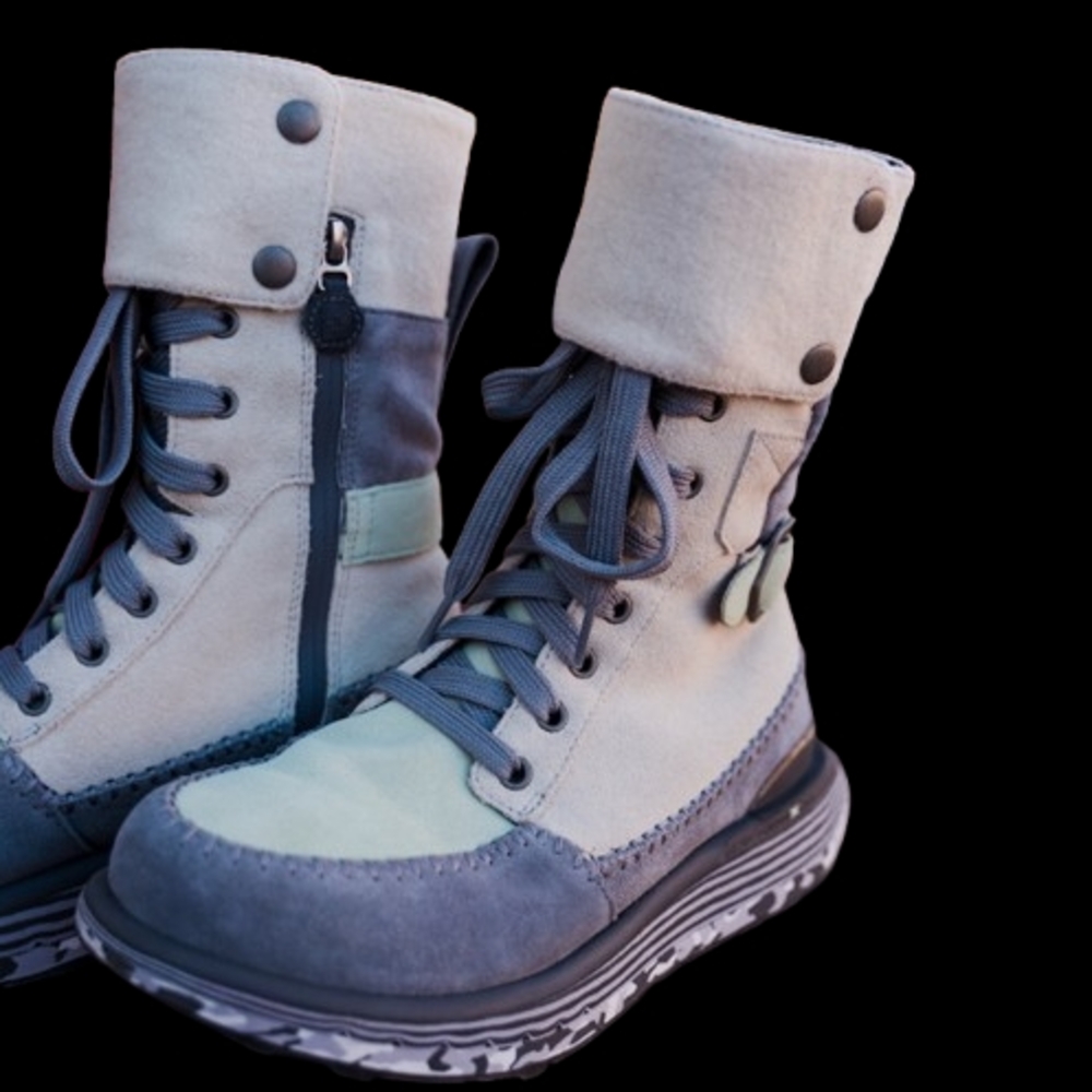 Women's Gray And Blue Weather Boots